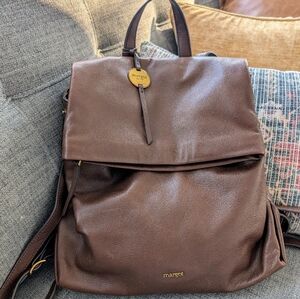 Margot Genuine Leather Brown Backpack Brass Colored Hardware